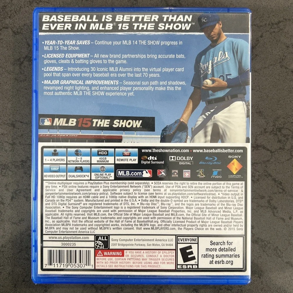 MLB 15 The Show Sony PlayStation 4 PS4 2015 Baseball Sports Video Game 3000235